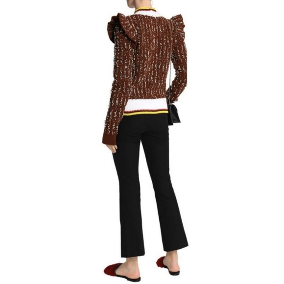 Marco de Vincenzo Bouclé V Neck Brown Sweater - Picture 4 of 8